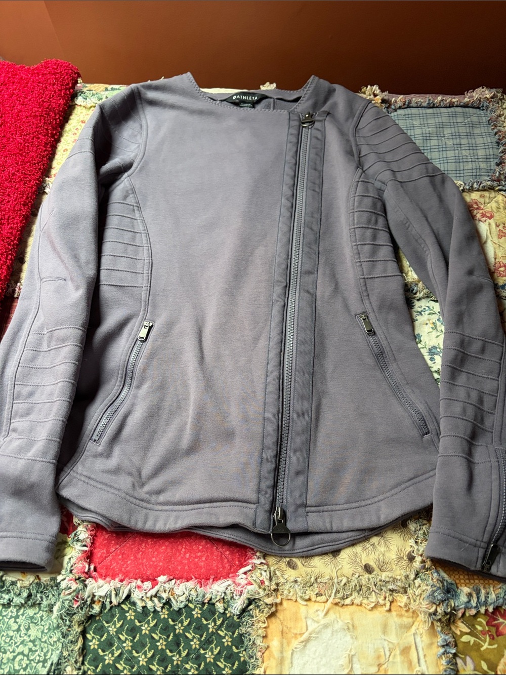 Athleta Purple-Gray Zip Moto Jacket. Size S